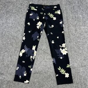 Banana Republic Pants Womens 0 Black Sloan Stretch Floral Slim Leg Ankle Office